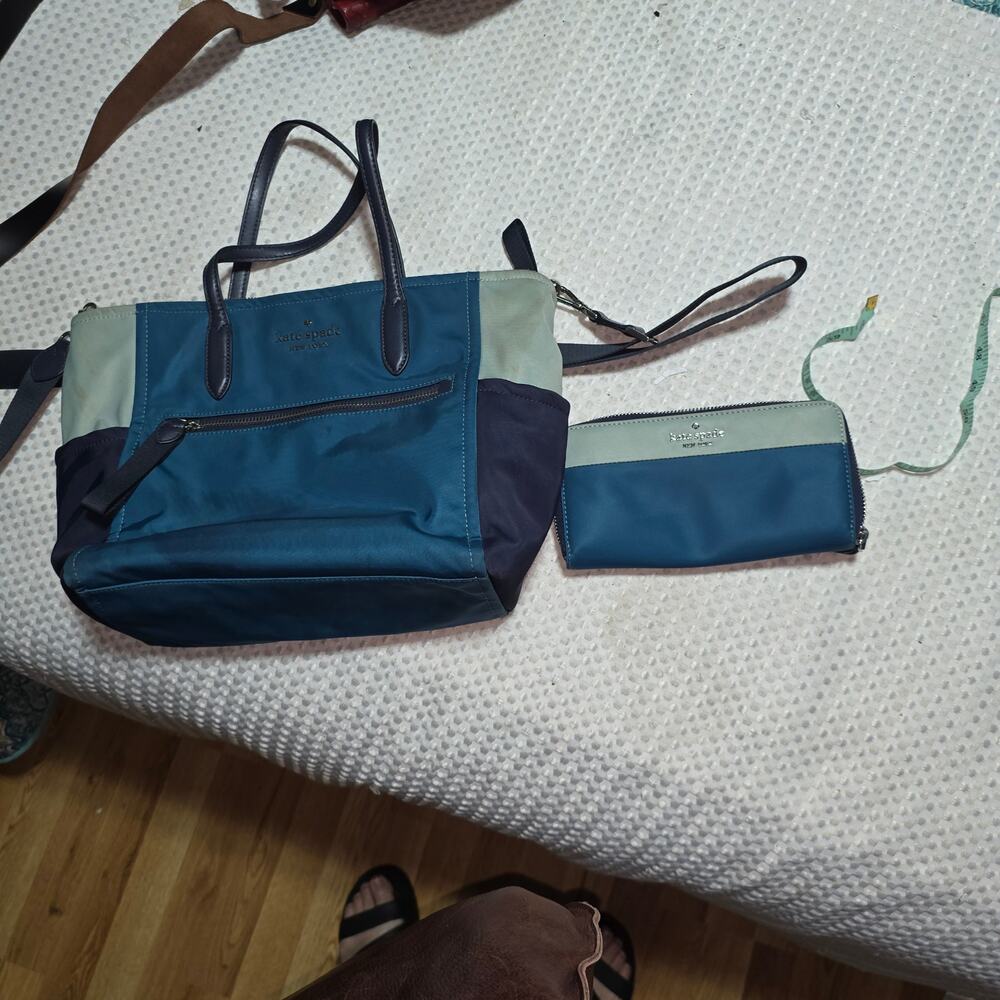 KATE SPADE CHELSEA COLOR BLOCK NYLON BAG & MATCHING WALLET COMBO